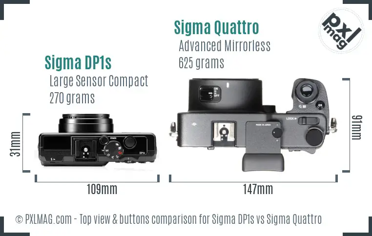 Sigma DP1s vs Sigma Quattro top view buttons comparison