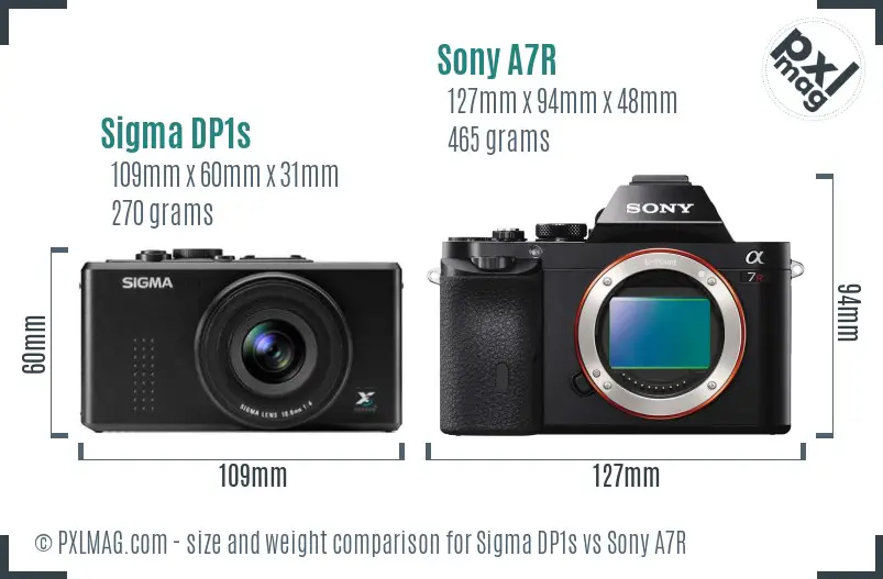 Sigma DP1s vs Sony A7R size comparison