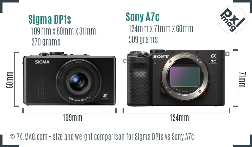 Sigma DP1s vs Sony A7c size comparison