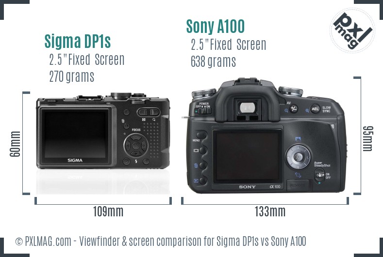 Sigma DP1s vs Sony A100 Screen and Viewfinder comparison