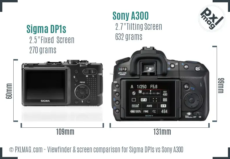 Sigma DP1s vs Sony A300 Screen and Viewfinder comparison