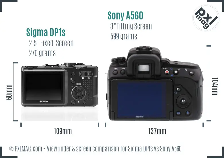 Sigma DP1s vs Sony A560 Screen and Viewfinder comparison Sigma DP1s vs Sony A560 Screen and Viewfinder comparison