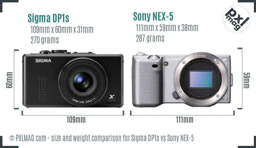 Sigma DP1s vs Sony NEX-5 size comparison