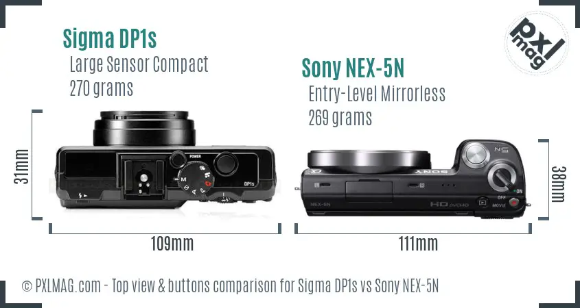 Sigma DP1s vs Sony NEX-5N top view buttons comparison