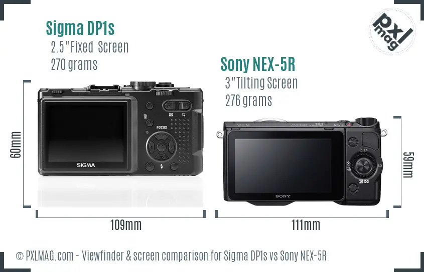 Sigma DP1s vs Sony NEX-5R Screen and Viewfinder comparison