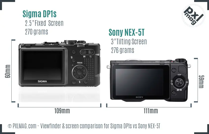 Sigma DP1s vs Sony NEX-5T Screen and Viewfinder comparison