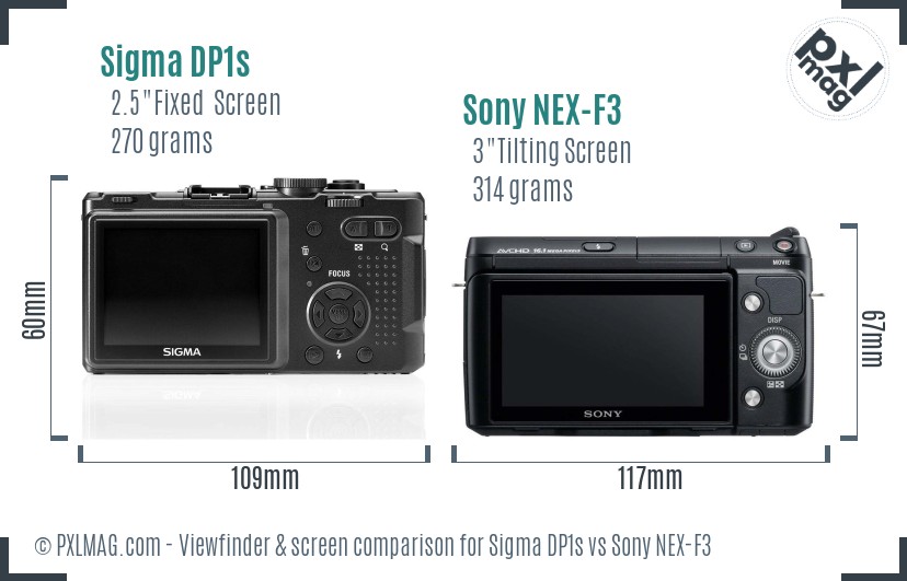 Sigma DP1s vs Sony NEX-F3 Screen and Viewfinder comparison