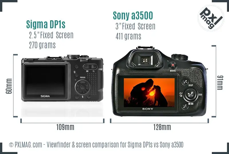 Sigma DP1s vs Sony a3500 Screen and Viewfinder comparison