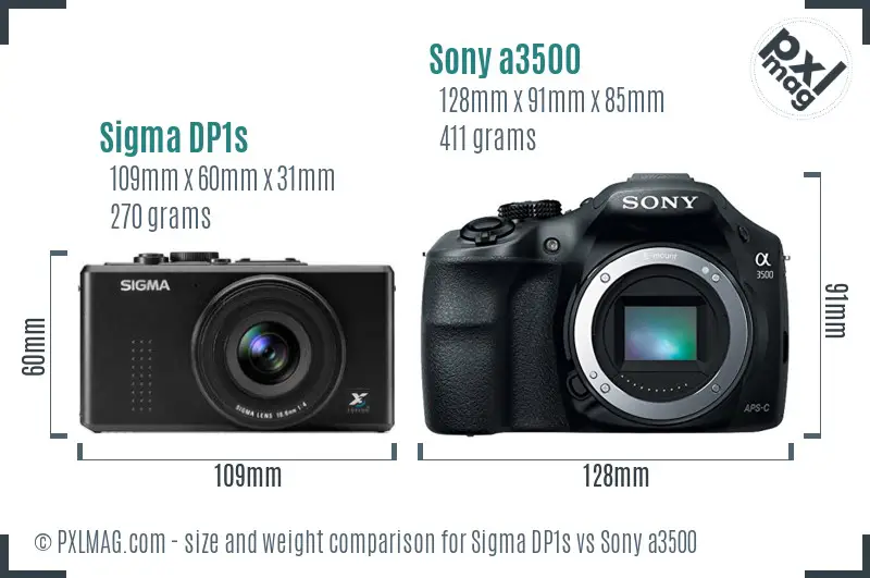 Sigma DP1s vs Sony a3500 size comparison