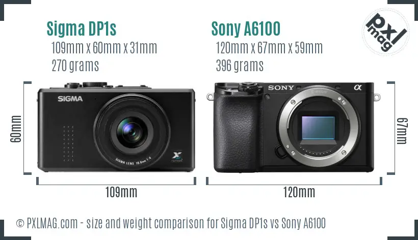 Sigma DP1s vs Sony A6100 size comparison