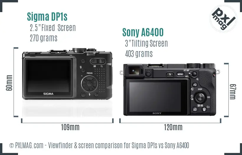 Sigma DP1s vs Sony A6400 Screen and Viewfinder comparison