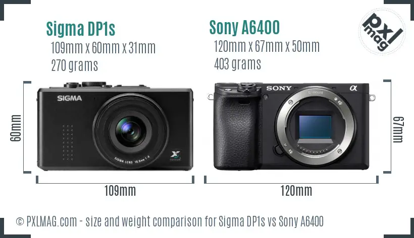 Sigma DP1s vs Sony A6400 size comparison Sigma DP1s vs Sony A6400 size comparison