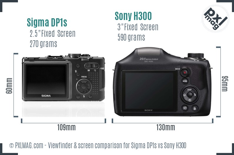 Sigma DP1s vs Sony H300 Screen and Viewfinder comparison