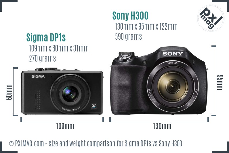 Sigma DP1s vs Sony H300 size comparison