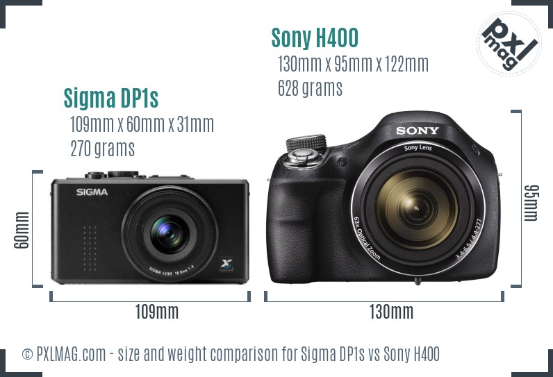 Sigma DP1s vs Sony H400 size comparison Sigma DP1s vs Sony H400 size comparison