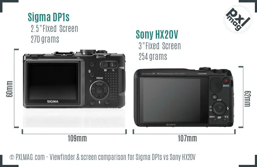 Sigma DP1s vs Sony HX20V Screen and Viewfinder comparison Sigma DP1s vs Sony HX20V Screen and Viewfinder comparison