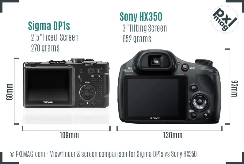 Sigma DP1s vs Sony HX350 Screen and Viewfinder comparison