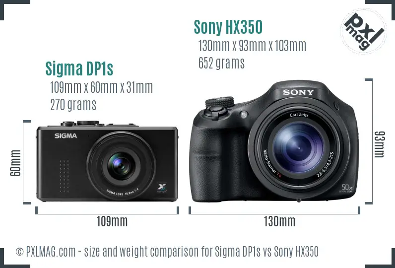 Sigma DP1s vs Sony HX350 size comparison