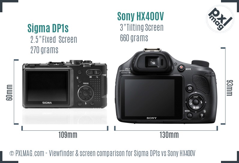 Sigma DP1s vs Sony HX400V Screen and Viewfinder comparison