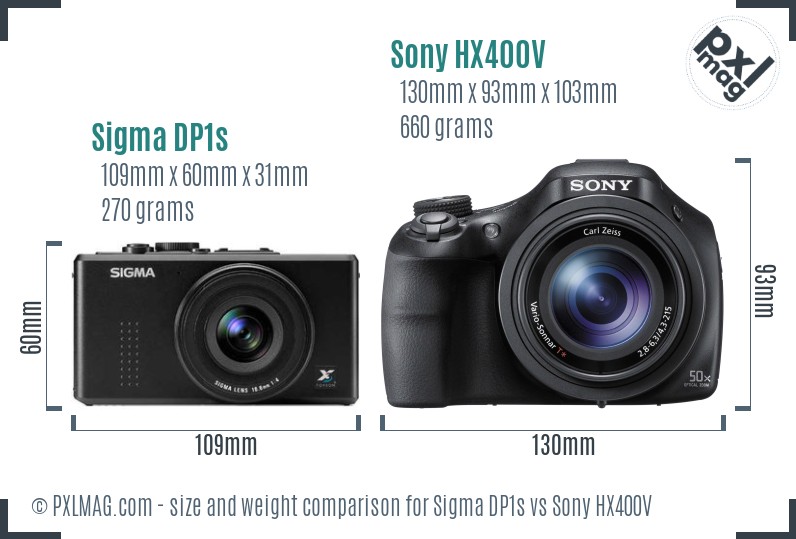 Sigma DP1s vs Sony HX400V size comparison