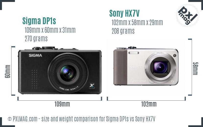 Sigma DP1s vs Sony HX7V size comparison Sigma DP1s vs Sony HX7V size comparison