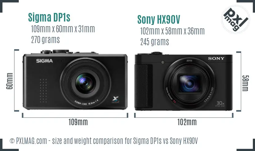 Sigma DP1s vs Sony HX90V size comparison Sigma DP1s vs Sony HX90V size comparison