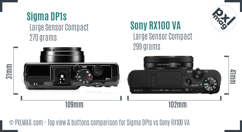 Sigma DP1s vs Sony RX100 VA top view buttons comparison