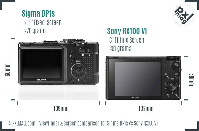 Sigma DP1s vs Sony RX100 VI Screen and Viewfinder comparison