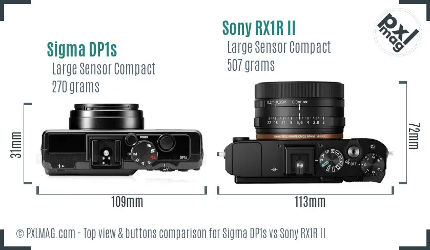 Sigma DP1s vs Sony RX1R II top view buttons comparison