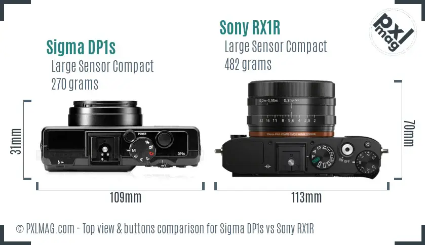 Sigma DP1s vs Sony RX1R top view buttons comparison