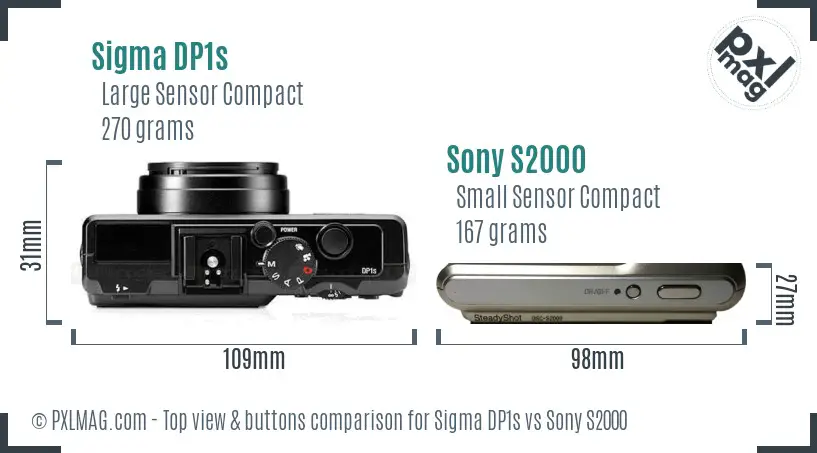 Sigma DP1s vs Sony S2000 top view buttons comparison