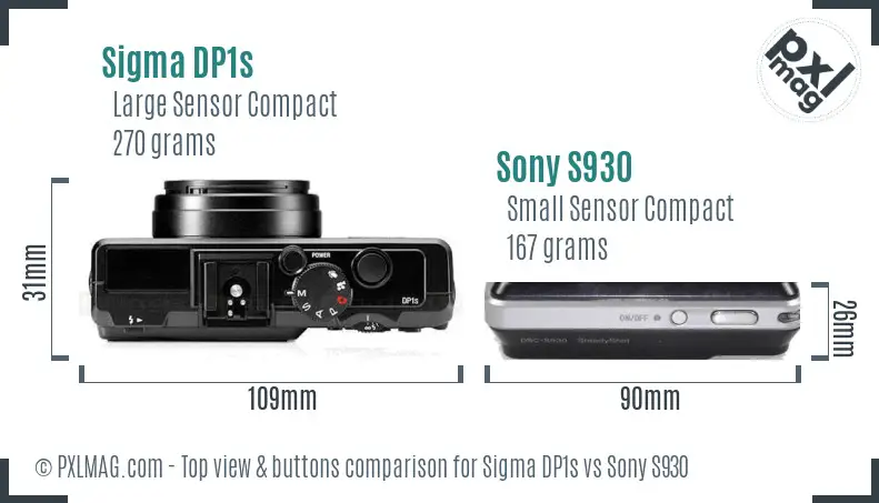 Sigma DP1s vs Sony S930 top view buttons comparison