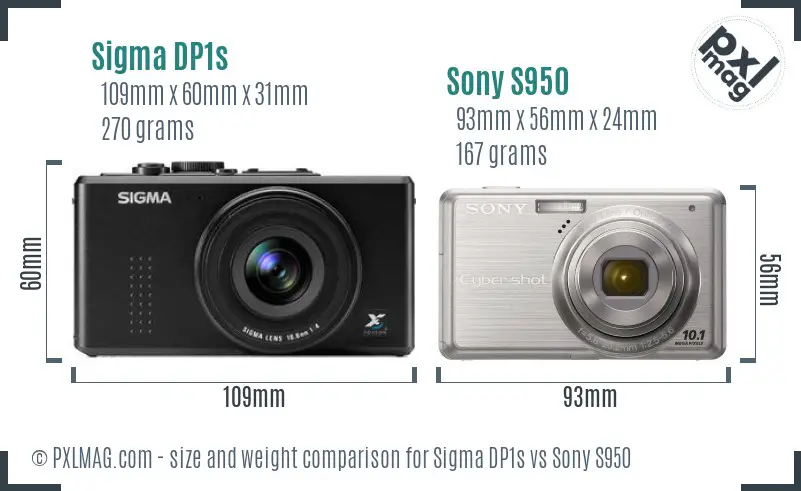 Sigma DP1s vs Sony S950 size comparison