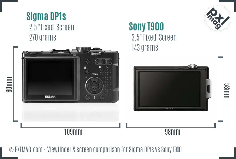 Sigma DP1s vs Sony T900 Screen and Viewfinder comparison