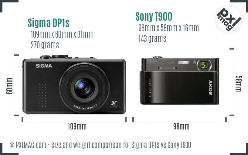 Sigma DP1s vs Sony T900 size comparison