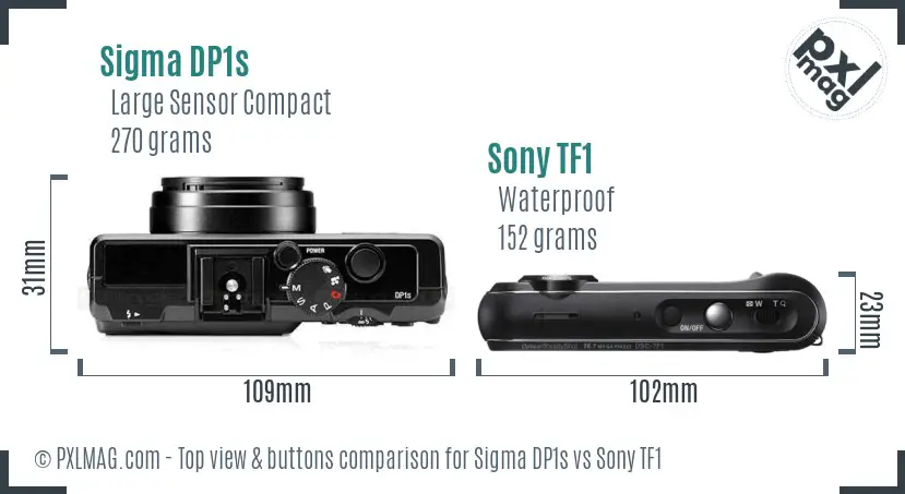 Sigma DP1s vs Sony TF1 top view buttons comparison