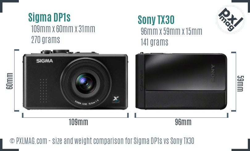 Sigma DP1s vs Sony TX30 size comparison