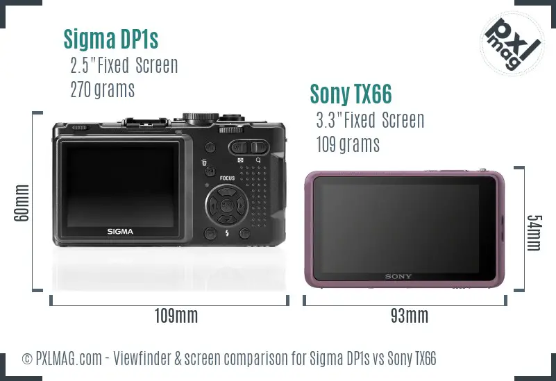 Sigma DP1s vs Sony TX66 Screen and Viewfinder comparison
