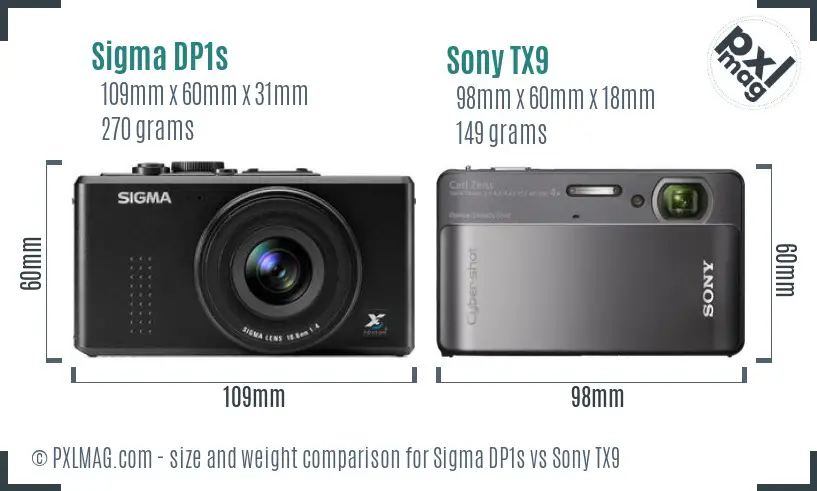 Sigma DP1s vs Sony TX9 size comparison