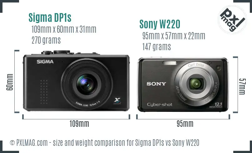 Sigma DP1s vs Sony W220 size comparison