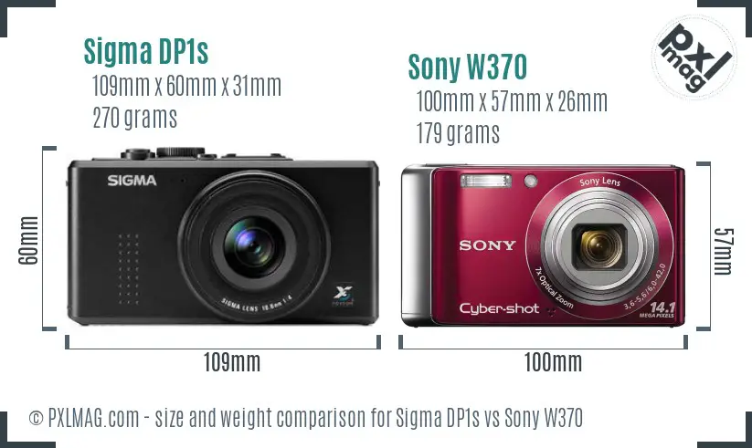 Sigma DP1s vs Sony W370 size comparison