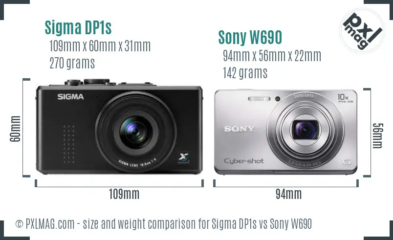 Sigma DP1s vs Sony W690 size comparison