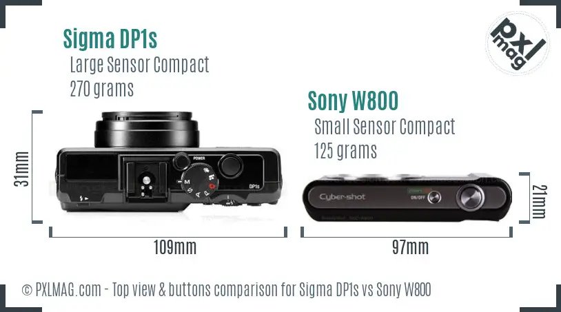 Sigma DP1s vs Sony W800 top view buttons comparison