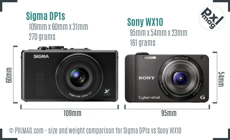 Sigma DP1s vs Sony WX10 size comparison