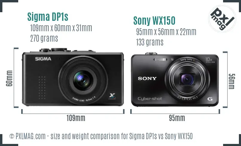 Sigma DP1s vs Sony WX150 size comparison