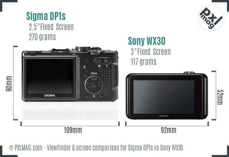 Sigma DP1s vs Sony WX30 Screen and Viewfinder comparison