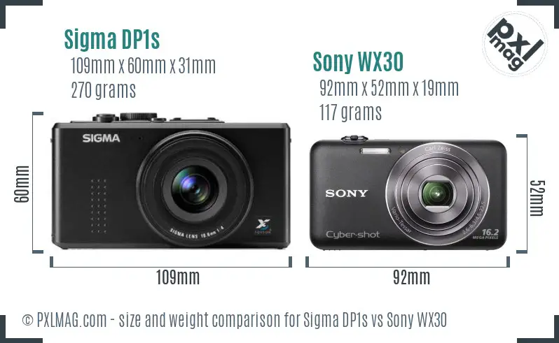 Sigma DP1s vs Sony WX30 size comparison