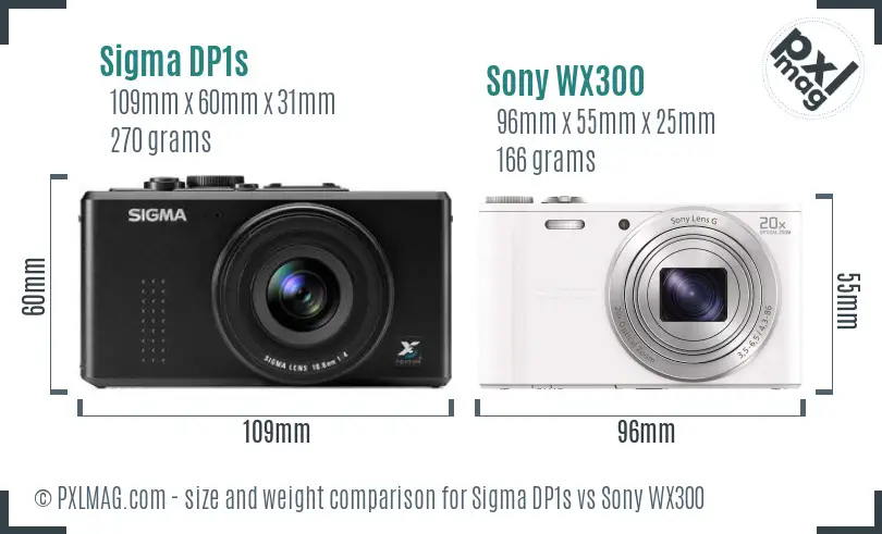 Sigma DP1s vs Sony WX300 size comparison