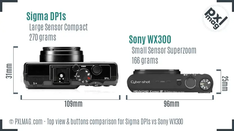 Sigma DP1s vs Sony WX300 top view buttons comparison