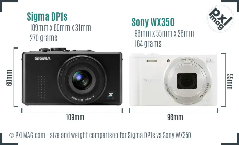 Sigma DP1s vs Sony WX350 size comparison